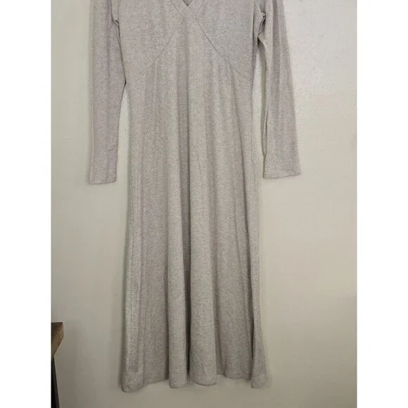 A New Day Ribbed Knit Maxi Dress Long Sleeve Oatmeal Neutral Size Large - Picture 5 of 10